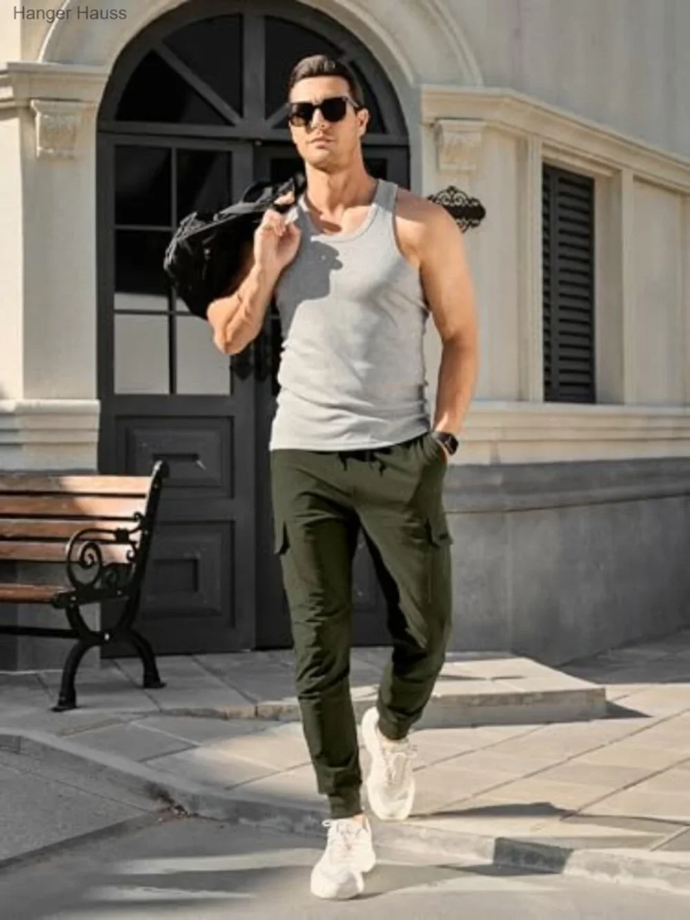 Men's Cargo Jogger Pants Stretch Sweatpants Slim Fit with Zipper Pockets - Picture 2 of 7
